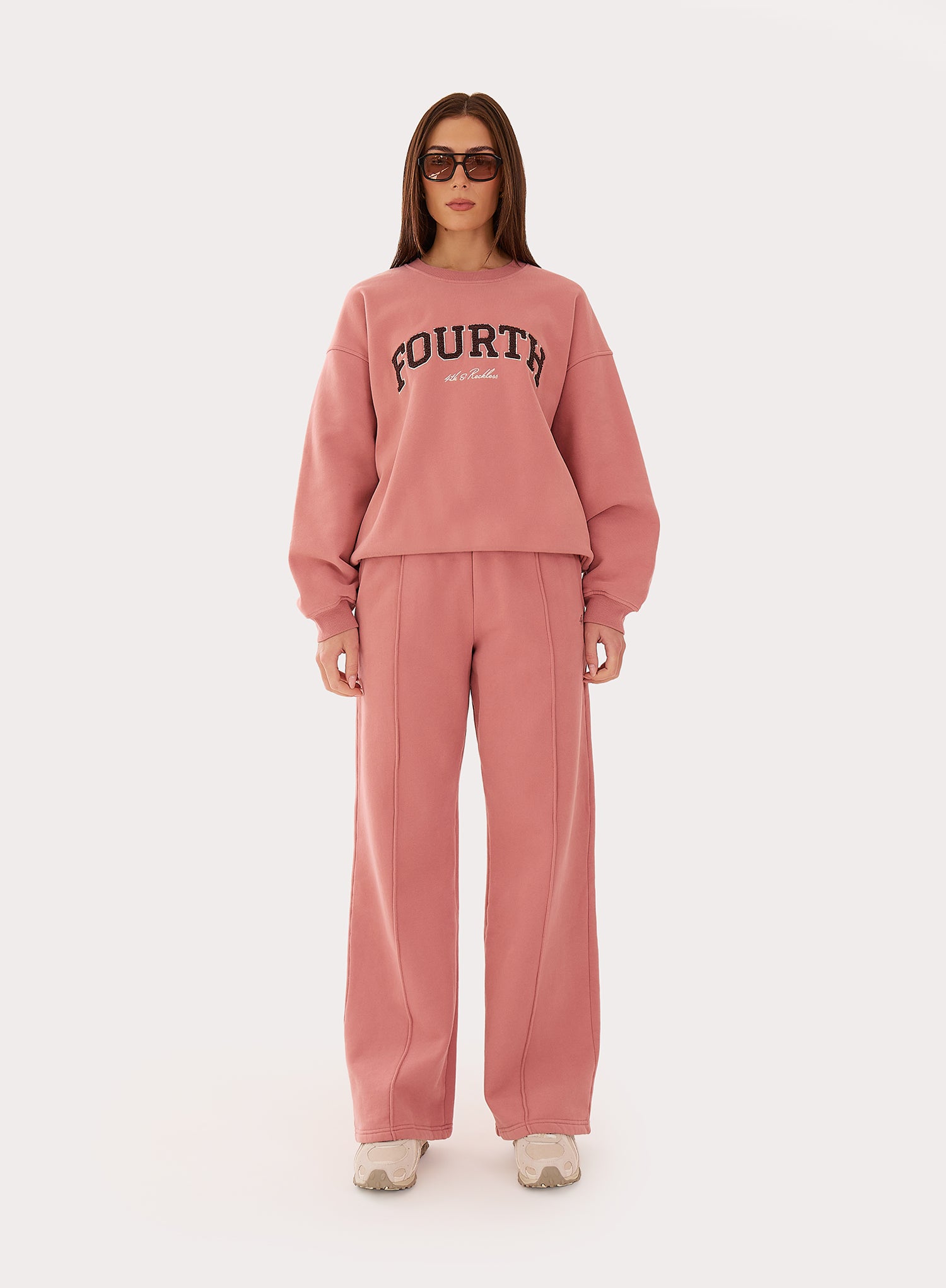 Pink 4th Wide Leg Branded Joggers